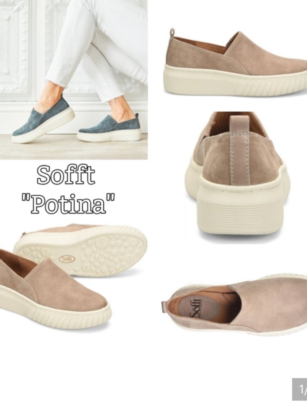 Sofft Potina Suede Slip-On Sneakers in Taupe Size 7